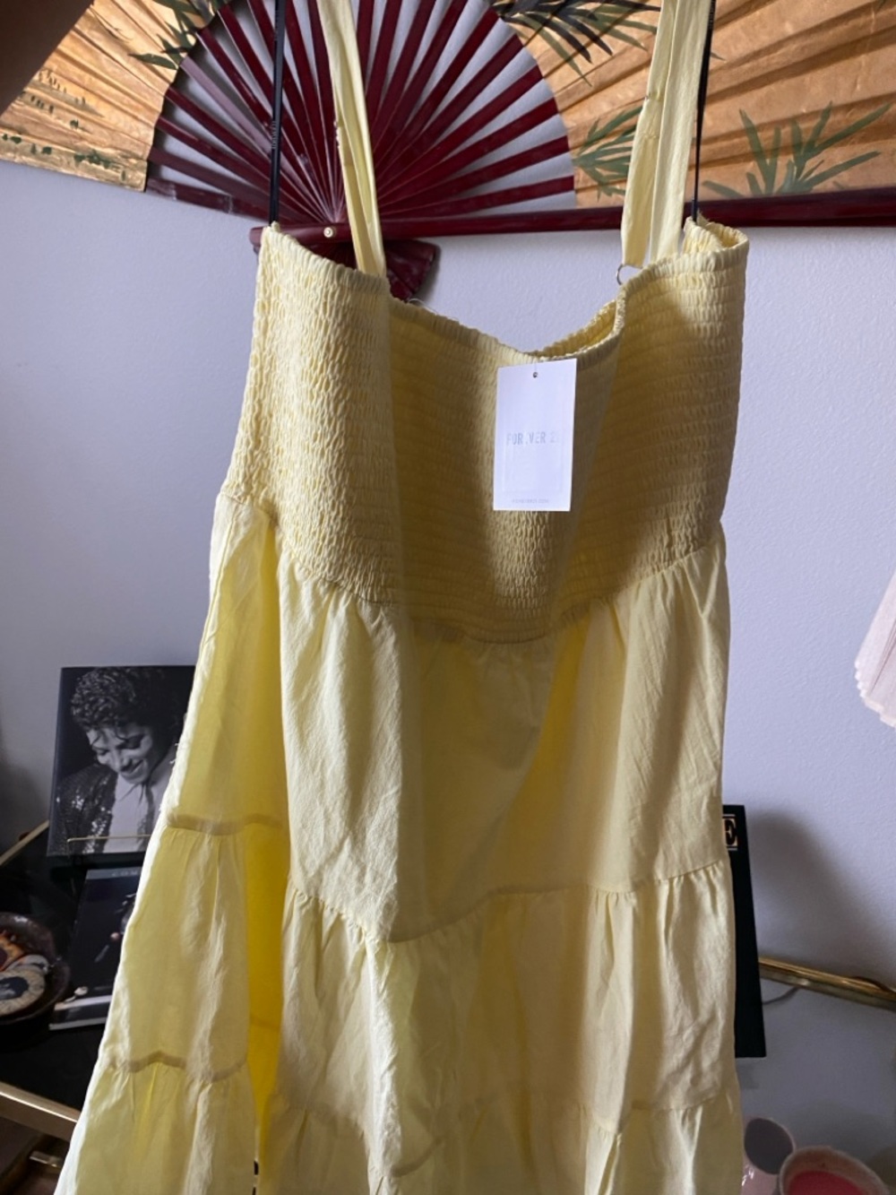 Forever 21 Yellow Smocked Tiered Sundress